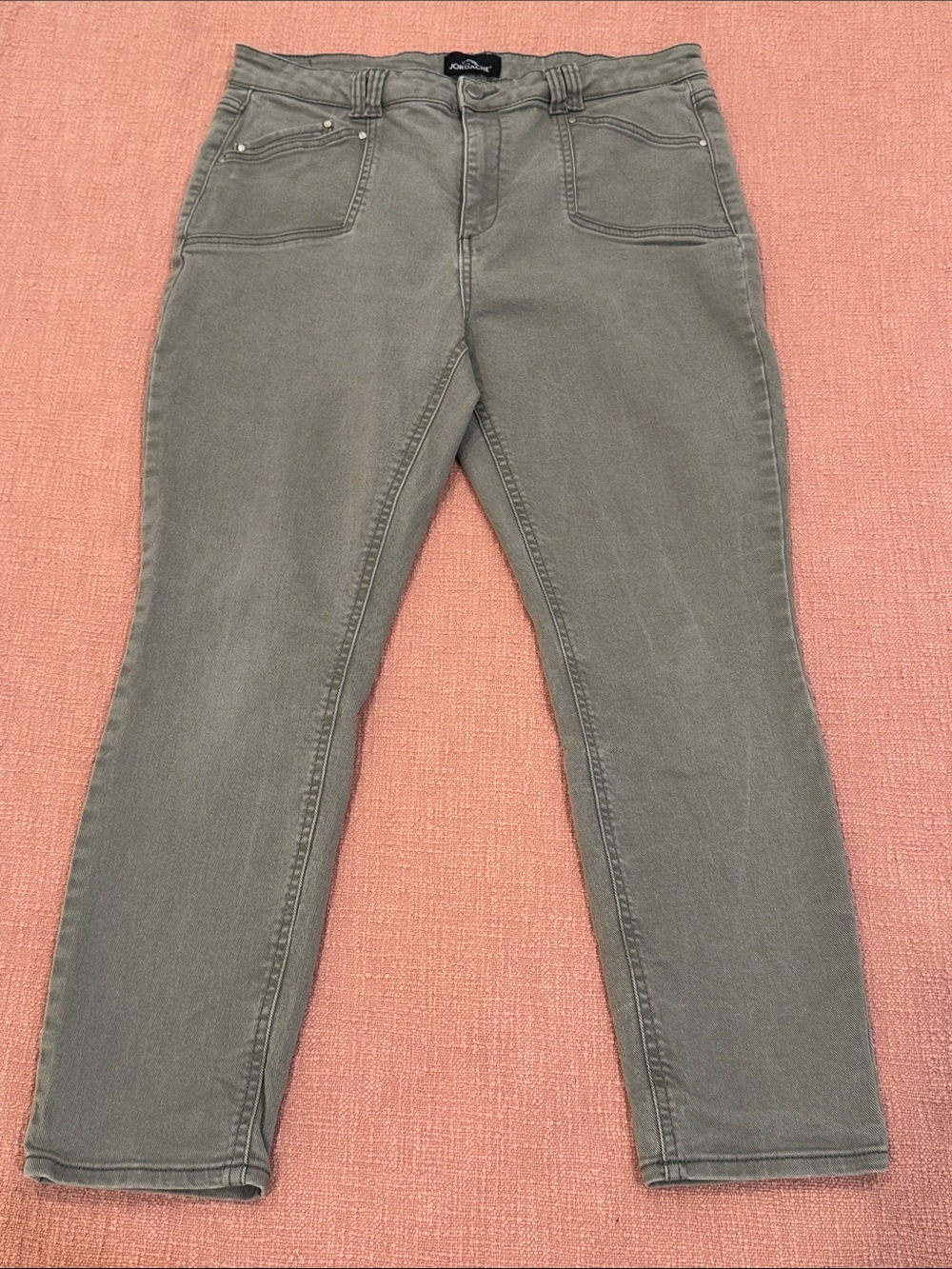 Jordache size 14 wm’s high rise khaki Green Skinny Jeans W35